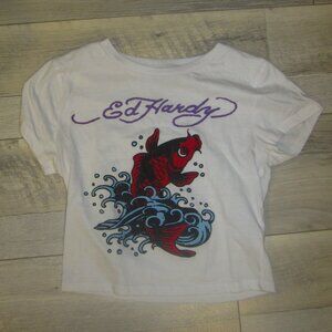 Ed Hardy Cropped Koi Fish T-Shirt